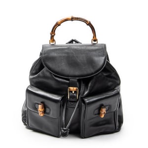 Gucci Large Bamboo Backpack  en  negro Cuero de ternero