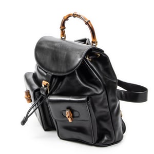 Gucci Large Bamboo Backpack  en  negro Cuero de ternero