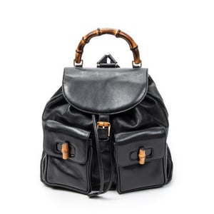 Gucci Large Bamboo Backpack  en  negro Cuero de ternero