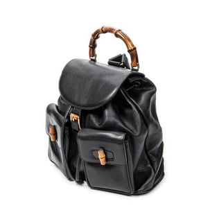 Gucci Large Bamboo Backpack  en  negro Cuero de ternero