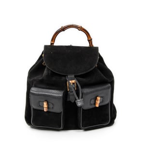 Gucci Large Bamboo Backpack  en  negro Cuero de ternero