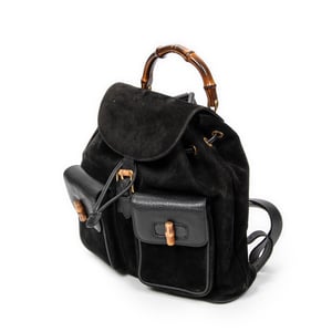Gucci Large Bamboo Backpack  en  negro Cuero de ternero