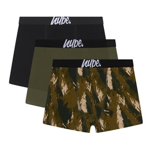 Paquete de 3 Boxers para Niños Negros, Oliva y con Estampado Completo, Ropa Interior Suave y Transpirable
