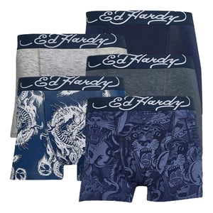 5 Paquete de Boxer de Hombre de Algodón Elástico con Cintura Elástica Ricos en Algodón Azul