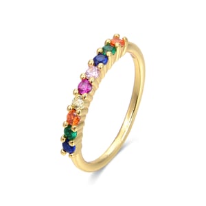 Anillo Luxenter de Plata de Ley 925 con Circonita Multicolor acabado en oro amarillo de 18K - Giloth
