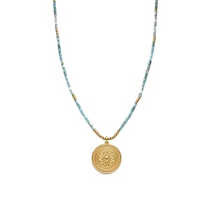 Collar Luxenter con Cristal Azul acabado oro 18k - Thyu