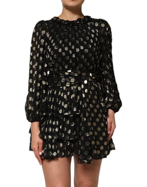 Vestido mini de volantes con estampado de lunares