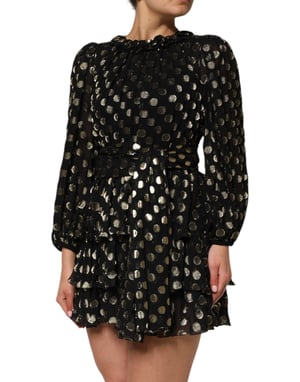Vestido mini de volantes con estampado de lunares
