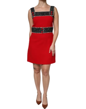 Vestido mini Aline con recorte de tweed