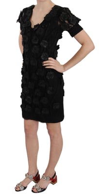 Vestido con Apliques Florales Negros John Richmond
