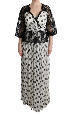 Vestido Maxi de Lunares con Encaje