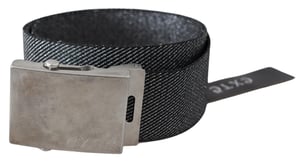 Cinturón de cintura con hebilla de metal cepillado negro y plata Exte