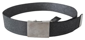 Cinturón de cintura con hebilla de metal cepillado negro y plata Exte