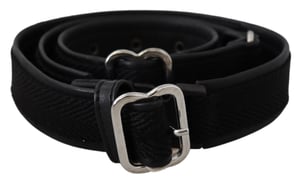 Cinturón de Cuero Negro GF Ferre con Hebilla de Metal Cromado Plateado