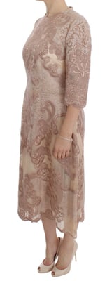 Vestido Midi de Encaje con Mangas de 34 Pulgadas