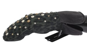 Guantes con Estampado de Leopardo y Studs