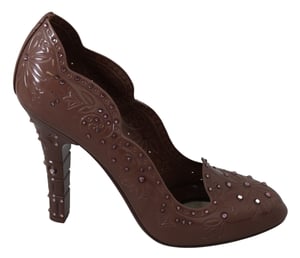 Zapatos CENICIENTA de Tacones Cristalinos Florales Marrones de Dolce & Gabbana
