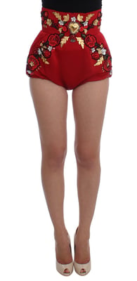 Shorts Bordados Florales de Cintura Alta