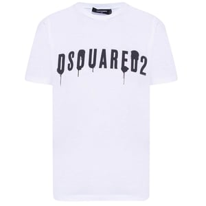 Camiseta Blanca Con Logo De Dsquared2 Con Efecto De Goteo