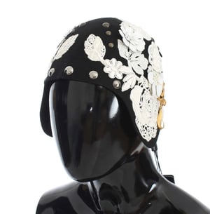 Sombrero Cloche de Lana Floral Negro Elegante para Mujer de Dolce & Gabbana