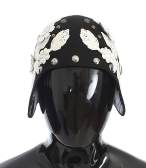 Sombrero Cloche de Lana Floral Negro Elegante para Mujer de Dolce & Gabbana