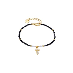 Luxenter Pulsera de Cristal Negro acabado en oro amarillo 18k - Nyali
