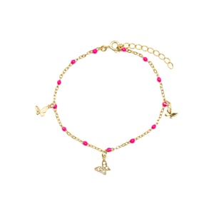 Luxenter Pulsera de Plata de Ley 925 y Lacado Rosa acabado oro amarillo de 18k - Zumre