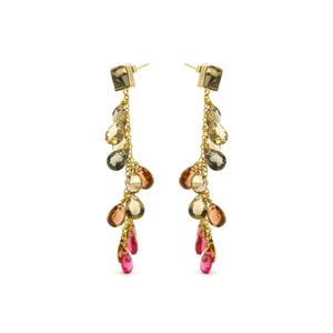Luxenter Pendientes de Plata de Ley 925 y Cuarzo Hidrotermal Multicolor acabado oro amarillo de 18k - Jedo