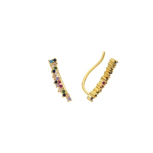 Luxenter Pendientes acabado oro amarillo de 18k y Circonita Multicolor - Yionli