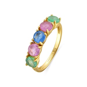 Luxenter Anillo de Plata de Ley 925 y Circonita Multicolor acabado oro 18k - Akma