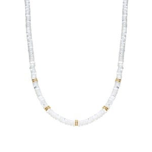 Luxenter Collar de Plata de Ley 925 y Madreperla Blanca acabado oro amarillo de 18k - Landir