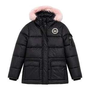 Chaqueta Exploradora para Niñas Niños Negra con Capucha Acolchada Abrigo Cálido de Invierno