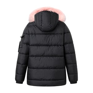 Chaqueta Exploradora para Niñas Niños Negra con Capucha Acolchada Abrigo Cálido de Invierno