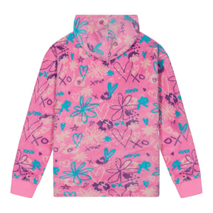 Sudadera con capucha de felpa azul con garabatos para niñas, manta oversized, ropa de descanso cálida para niños