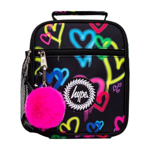 Caja de Almuerzo para Niños Corazones Graffiti Negros | Mochila Escolar Térmica Aislante 4.5L