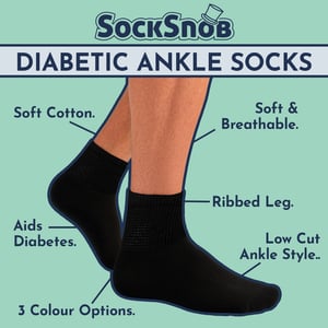 Paquete de 6 calcetines para hombre de tobillo diabéticos, ricos en algodón, transpirables, calcetines para el día a día