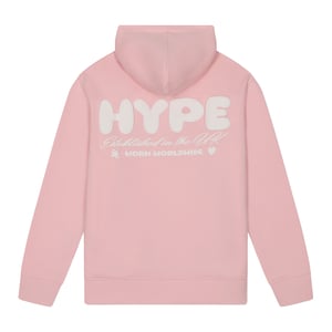 Sudadera con capucha para niñas, casual, rosa, suave, con diseño gráfico en la parte posterior.