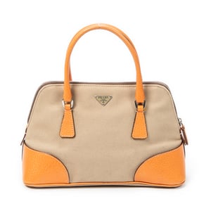 Prada Small Cinghiale Canapa Dome Tote  en  beige Lienzo