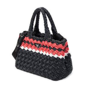 Prada Small Canapa Tote  en  negro Lienzo