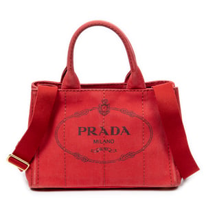 Prada Small Canapa Tote  en  Red Lienzo