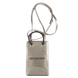 Balenciaga Shopping North South Phone Holder  en  gris Cuero de ternero