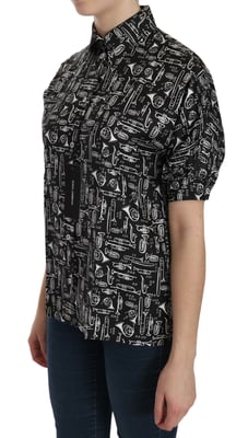 Camisa de seda con estampado de instrumentos musicales