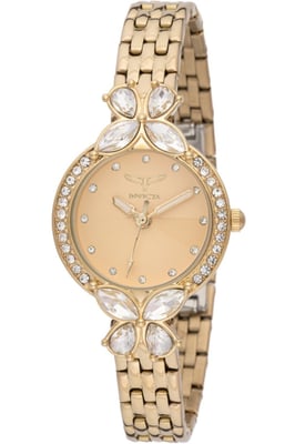 Invicta Wildflower 69094 Reloj de Mujer - Movimiento de Cuarzo - Metal con Esfera Dorada - 30 mm