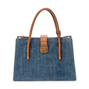 Miu Miu Pushlock Convertible Tote  en Azul Lienzo