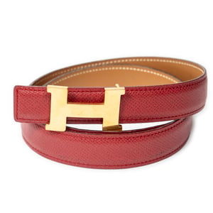 Hermès H Constance Belt 65 en Rojo/Bronceado Cuero de ternero
