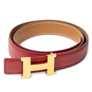 Hermès H Constance Belt 65 en Rojo/Bronceado Cuero de ternero