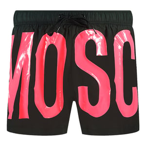 Bañador Negro Con Logo Rosa Grande De Moschino