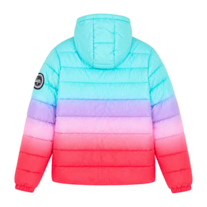 Chaqueta acolchada para niñas, abrigo de invierno rosa con capucha y acolchado cálido.