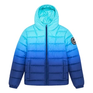 Chaqueta acolchada para niños con capucha en azul océano degradado