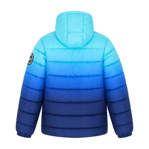 Chaqueta acolchada para niños con capucha en azul océano degradado